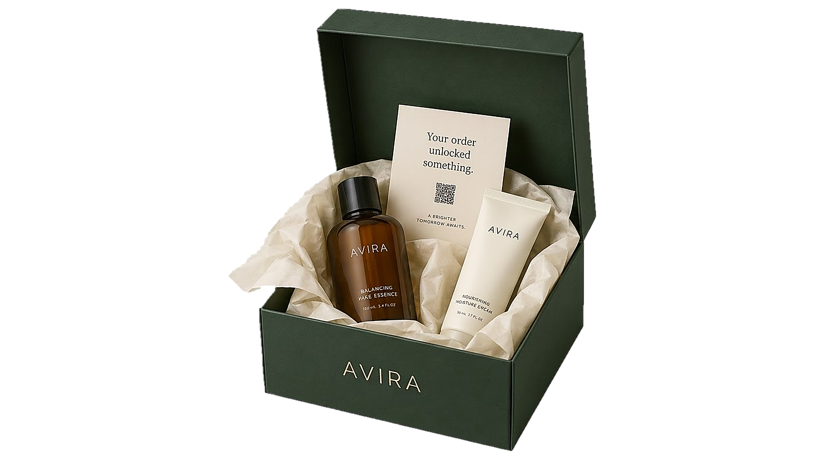 Premium AVIRA gift box with a QR reward card